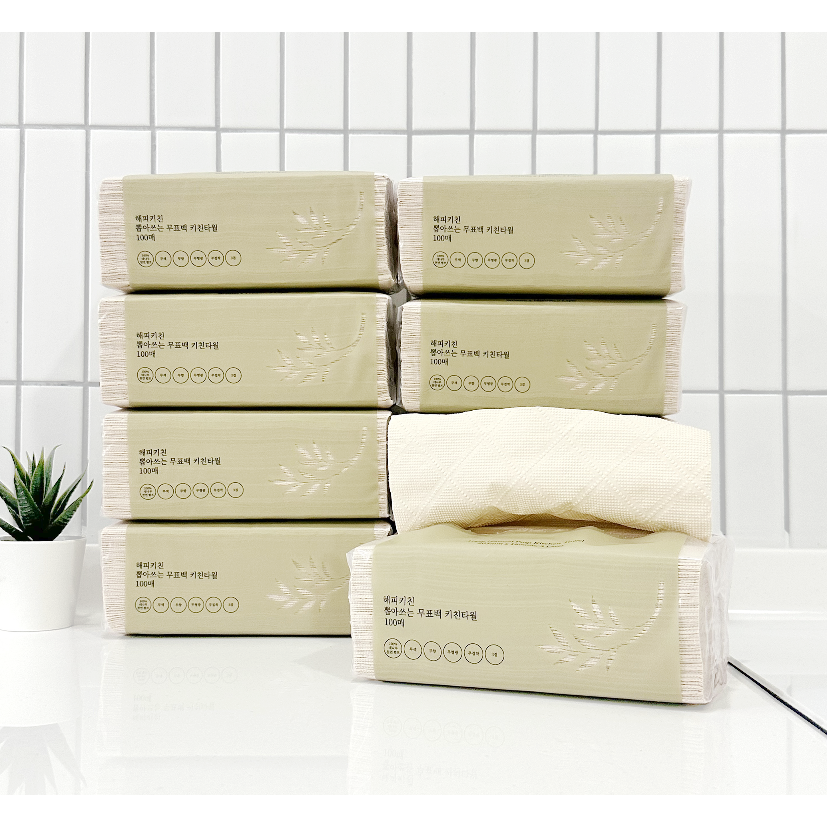 해피키친 뽑아쓰는 무표백 키친타올 주방 타월 대나무 천연펄프 무접착 3겹 100매, 9개, 100매 17,890원
