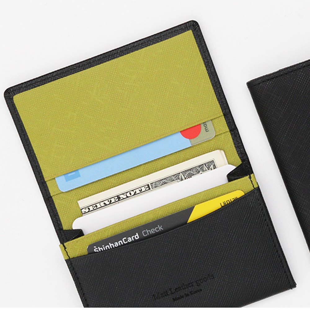 마뜨 사피아노 소가죽 각인 슬림 콤비 카드 명함지갑 블랙 라임그린 w35025 39,000원
