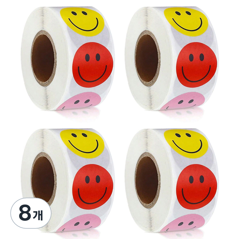 코히모 원형 스마일 스티커 25mm 5W0364 500p, 8개, 혼합색상 12,500원