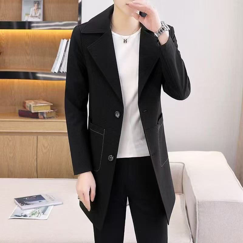 AOKADA 남성 봄 가을 캐주얼 슬림핏 하프 트렌치 코트 투버튼 정장 칼라 코트 29,910원