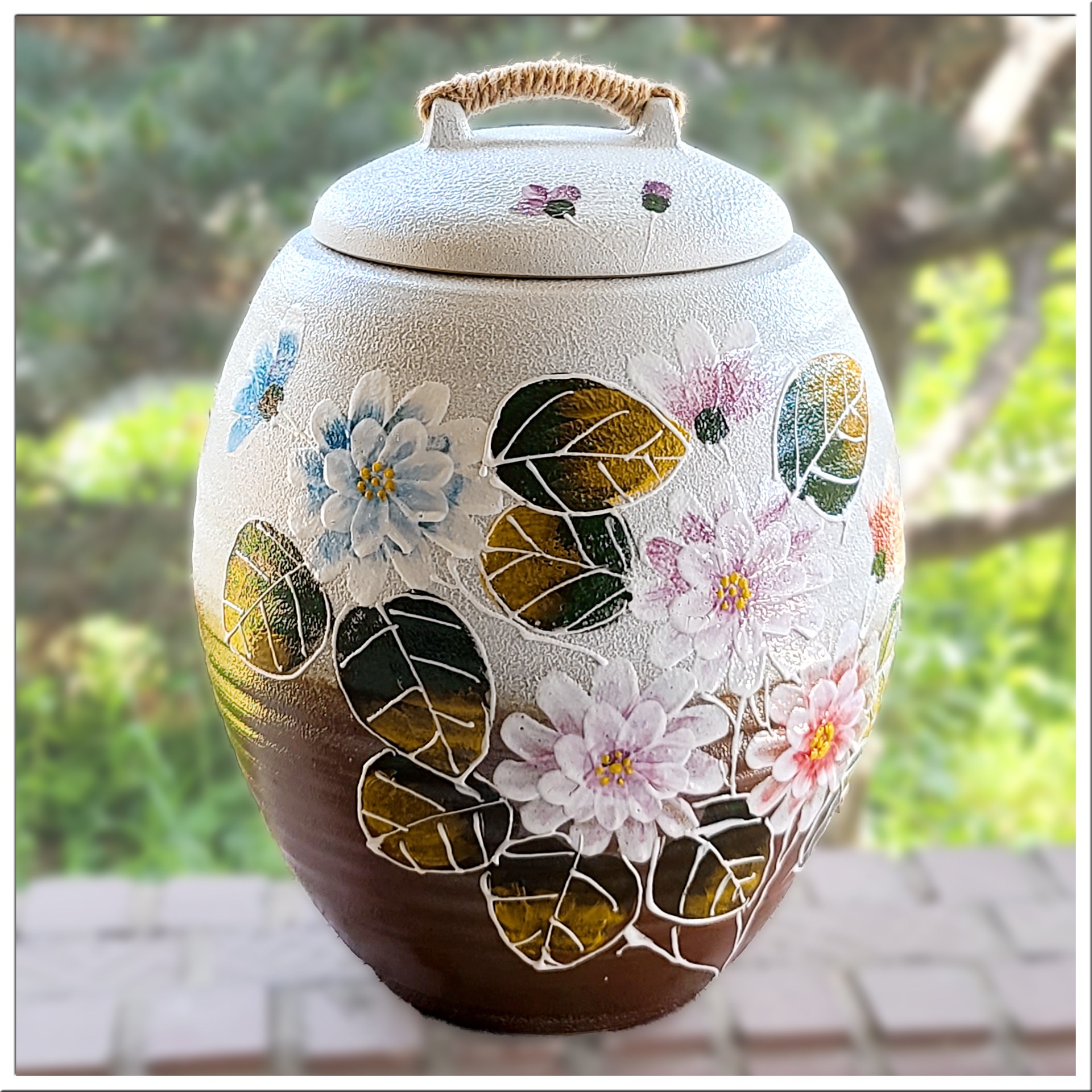 여주흙도예_분청 투톤 쌀독 항아리 20Kg 목단 항아리형 100,000원