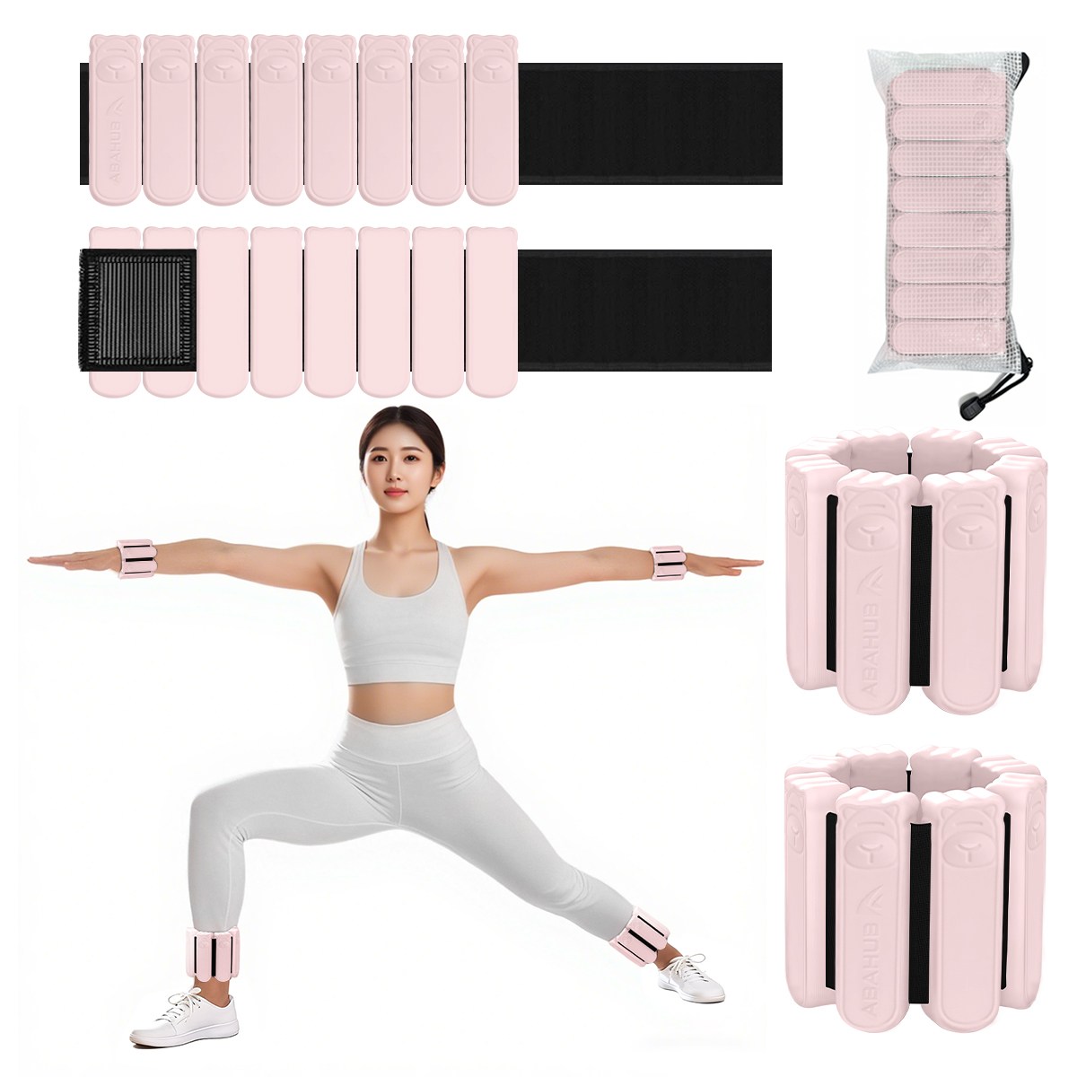 ABAHUB 여성용 미끄럼방지 실리콘 중량밴드 / 손목 발목 전용 고정무게, 1kg, 연핑크 26,800원
