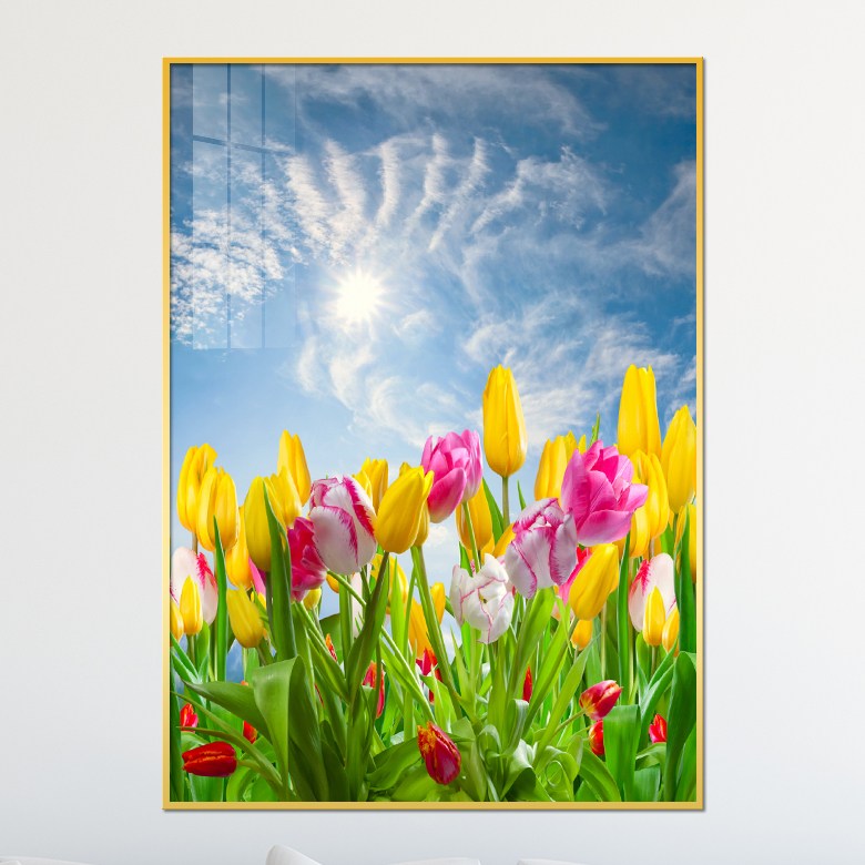 아트블루 예쁜 꽃 튤립 다발 인테리어 그림액자, 16_알록달록 튤립_맑은하늘 29,900원