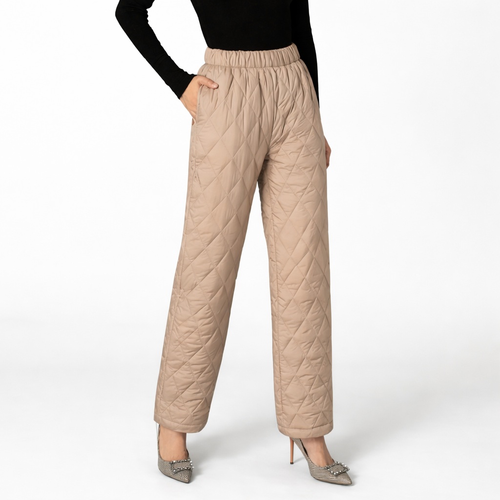 여성 와이드 시보리 패딩바지 겨울 두꺼운 솜 팬츠 허리밴딩 캐주얼 방한 코튼 바지 48,000원