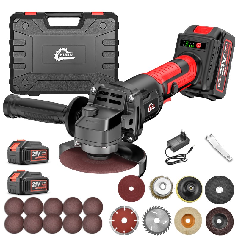 YUON 독일 기술 전동 무선 충전 그라인더 핸드 프리미엄 브러쉬리스 모터 고급형 21V 대용량 배터리 세트, 1개 114,450원