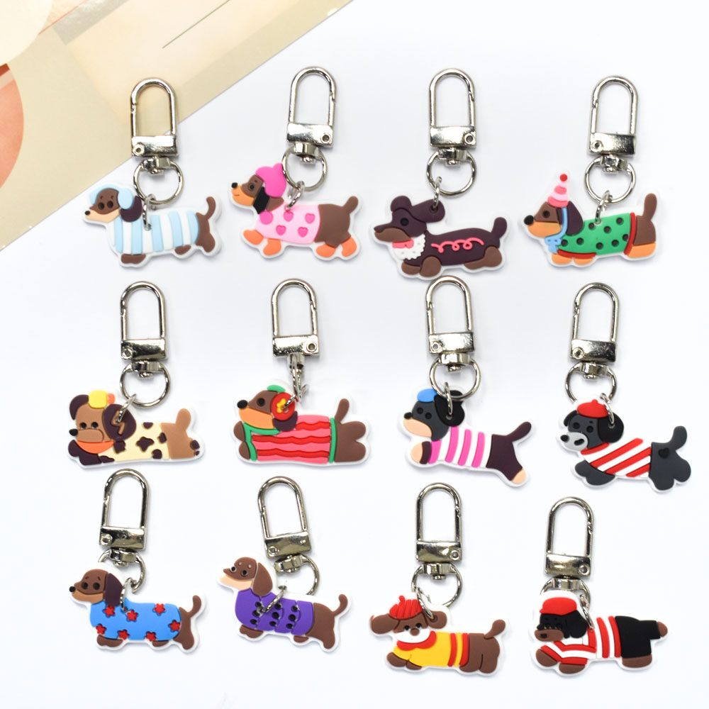 닥스훈트 강아지 키링 열쇠고리 가성비 최고 미니 캐릭터 키체인 가방 장식 펜던트 선물, 12개, 트랜드 닥스훈트 13,900원
