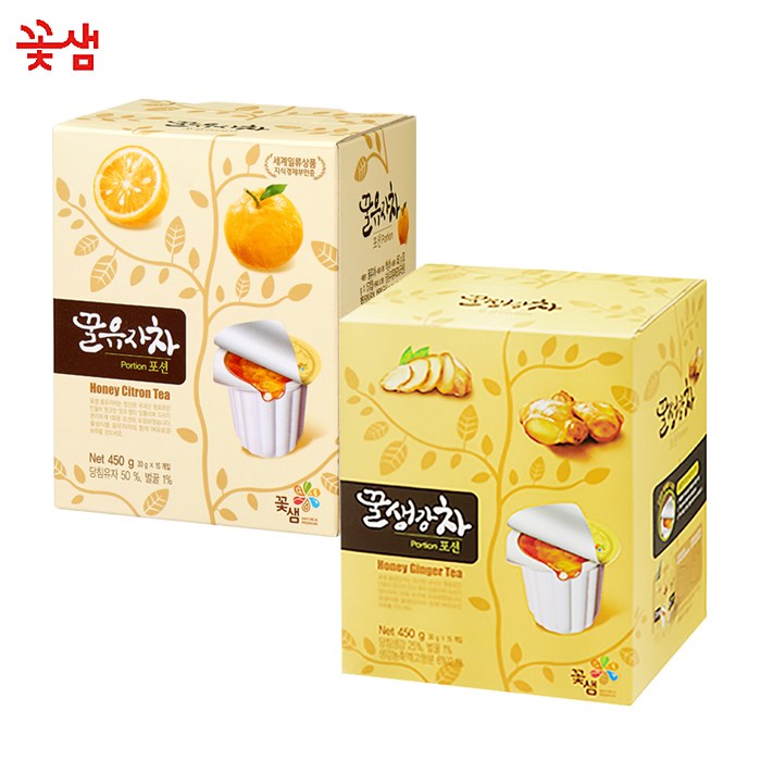 꽃샘 꿀유자차 +꿀생강차 포션 (30개입) 캡슐 액상차 15,200원