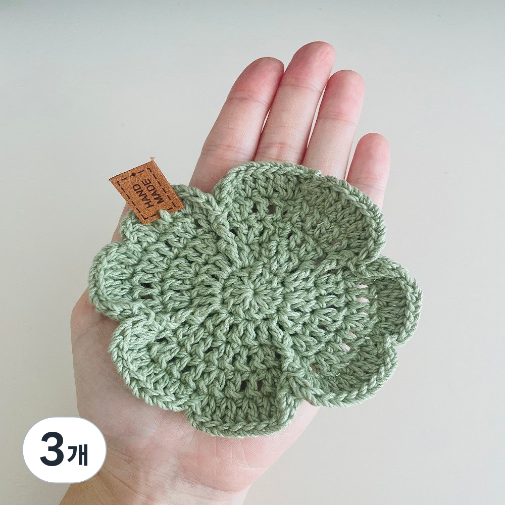 행운 네잎클로버 뜨개 티코스터 플라워 컵받침 국내산 고급 면사 핸드메이드 17,400원