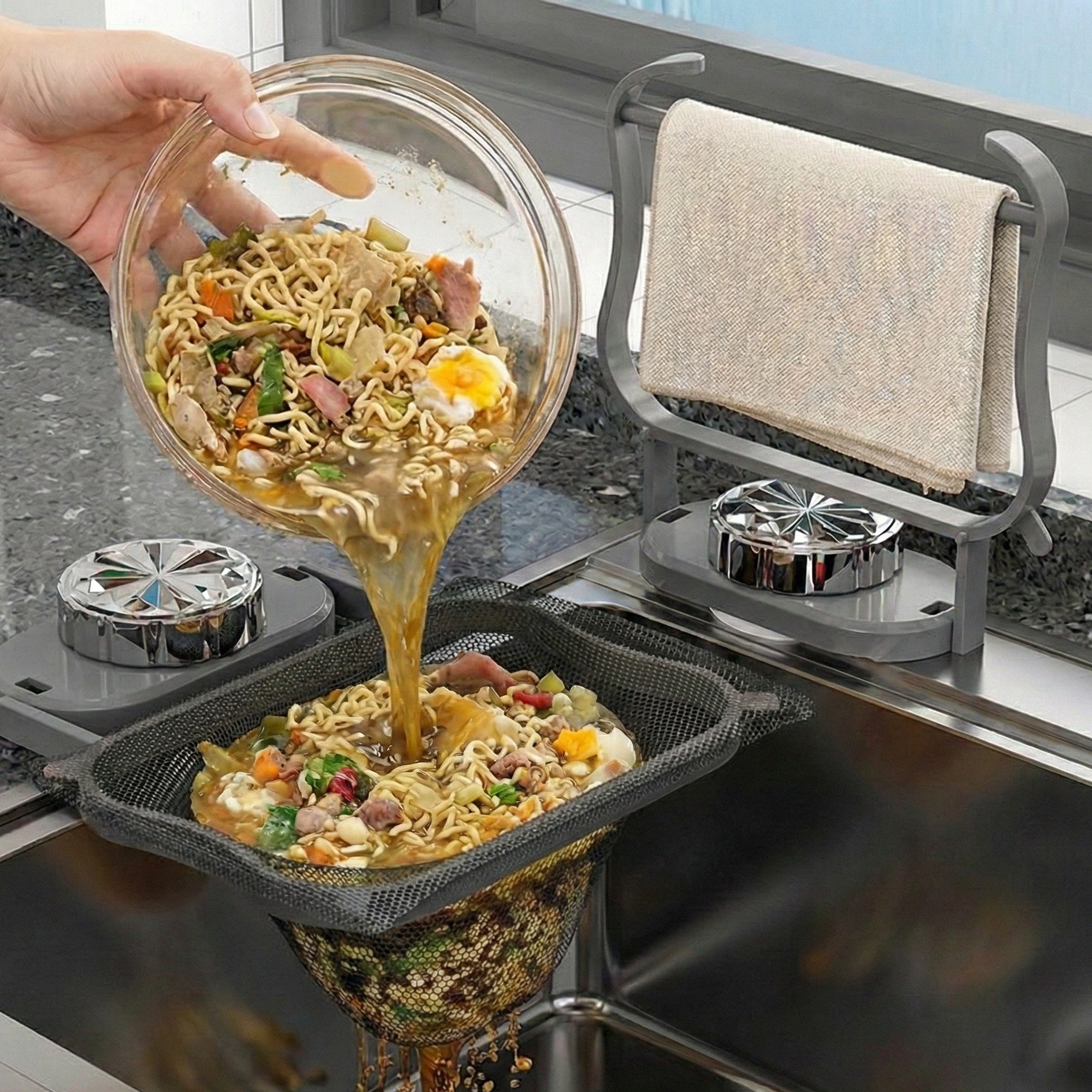 갱모아 음식물 만질필요없는 흡착식 싱크대 거름망 홀더, 1개, 그레이+거름망 50p 12,500원