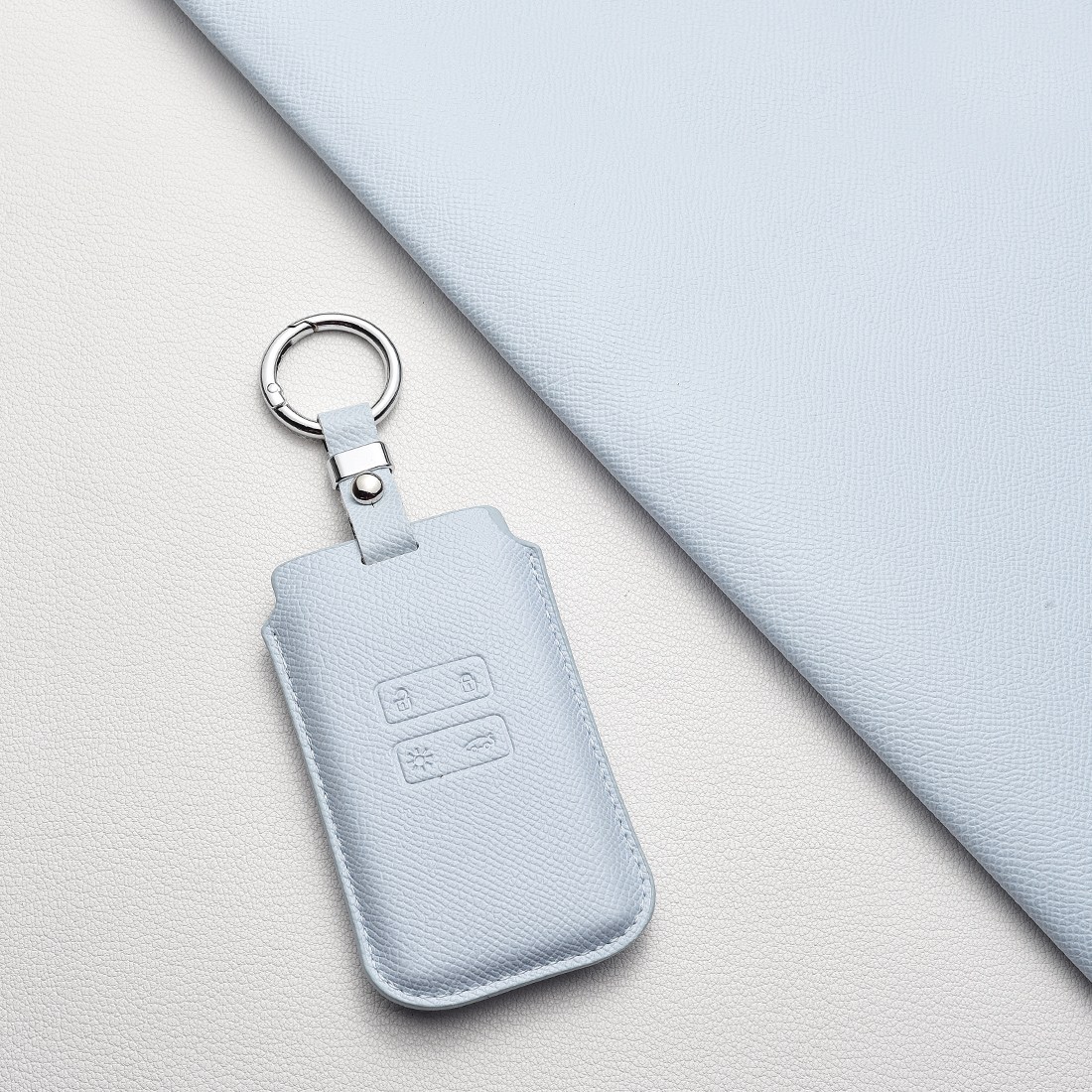 르노삼성 호환 천연 소가죽 키케이스 아르카나 QM6 SM6 XM3 차량용 키홀더+키링, 르노/Aa 타입, 스카이블루 15,400원
