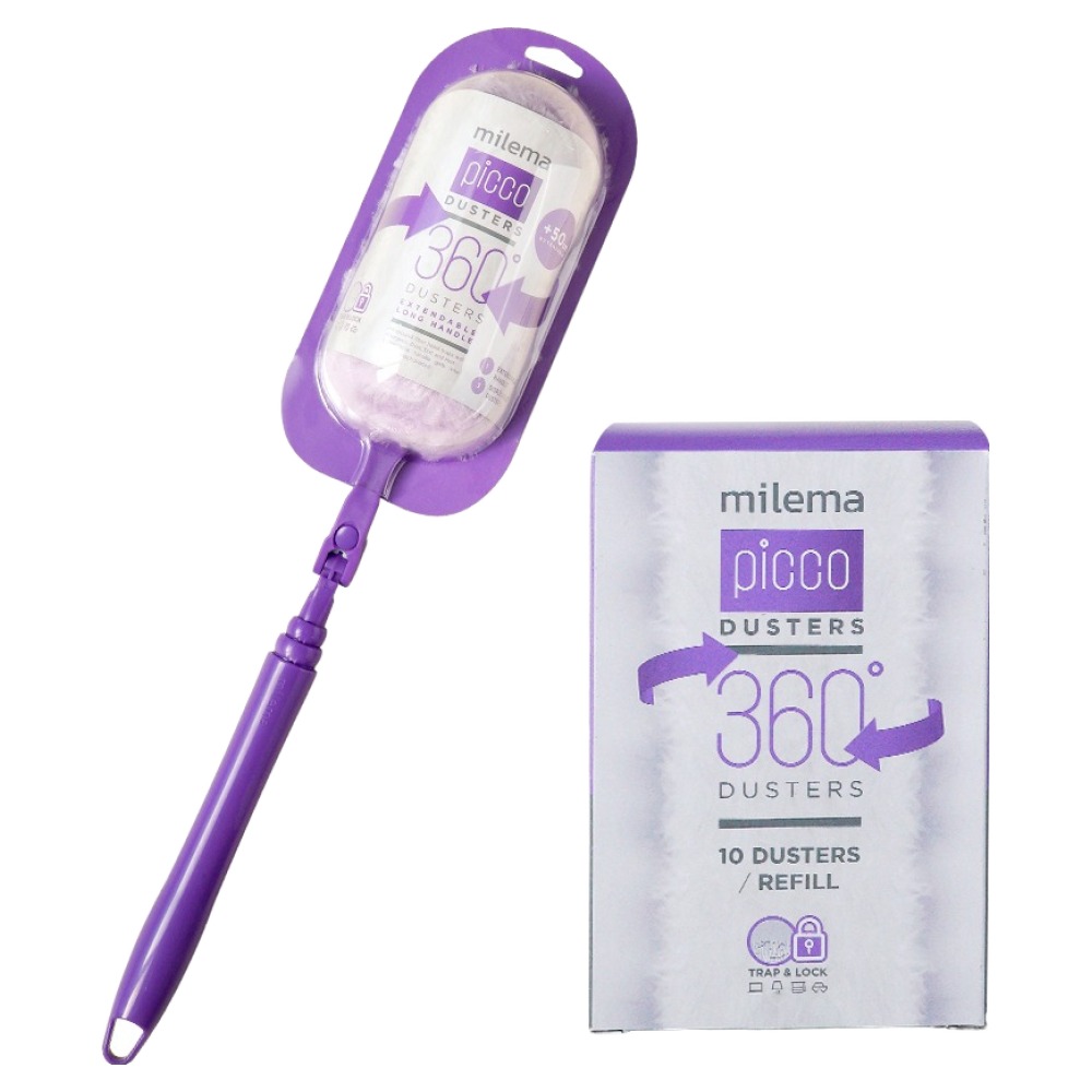 밀레마 피코 더스터 360 양면 흡착 먼지털이 퍼플 롱핸들 + 리필 13p 세트 15,400원