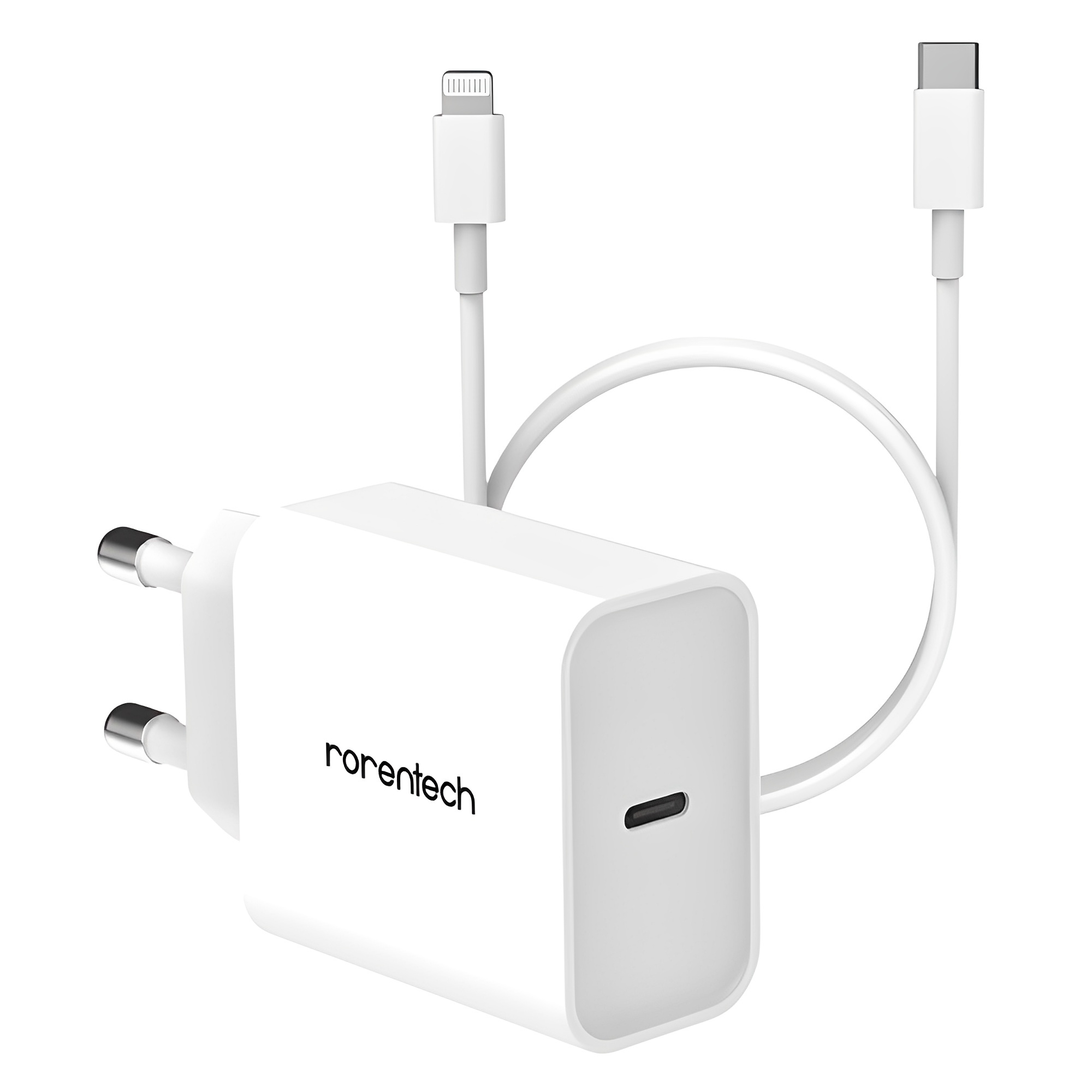 로랜텍 아이폰 20W 고속충전기 + C to 8핀 고속케이블 2m 세트, 화이트, 1개 15,000원