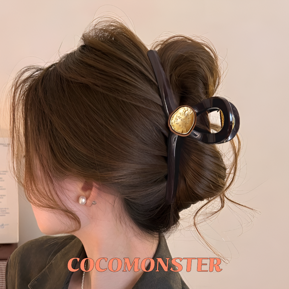 COCOMONSTER 프리미엄 골드 올림머리 헤어 집게핀 반머리 헤어 집게핀 19,000원