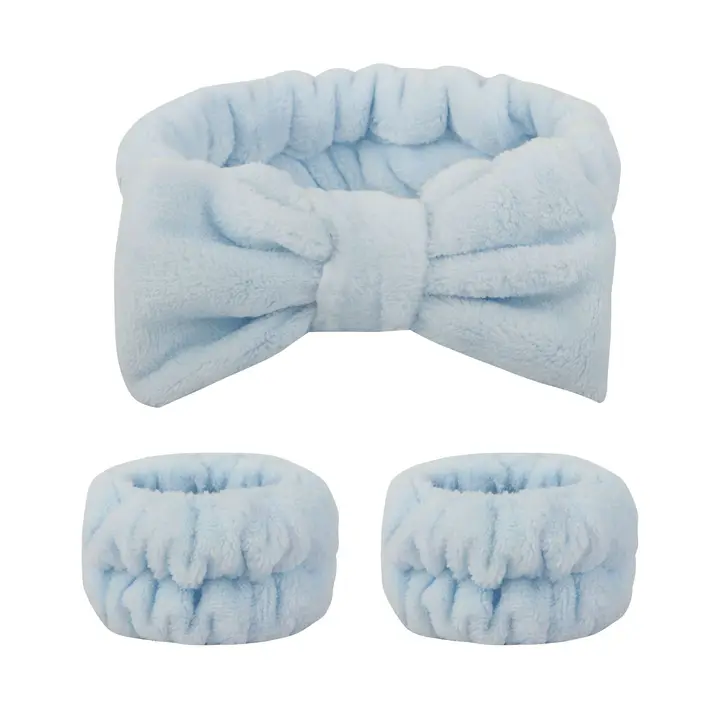 SUNLAND 세안 헤어밴드 손목밴드 세트, 1세트, 스카이블루 15,000원