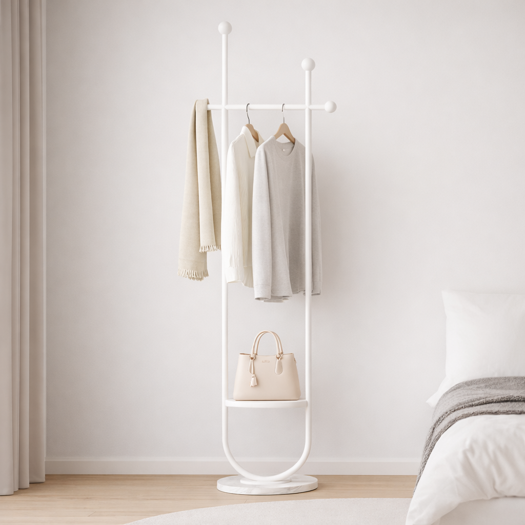 차르미콜 U형 심플한 인테리어 스탠드 옷걸이, 화이트 베이스 + 화이트 스탠드 35,800원