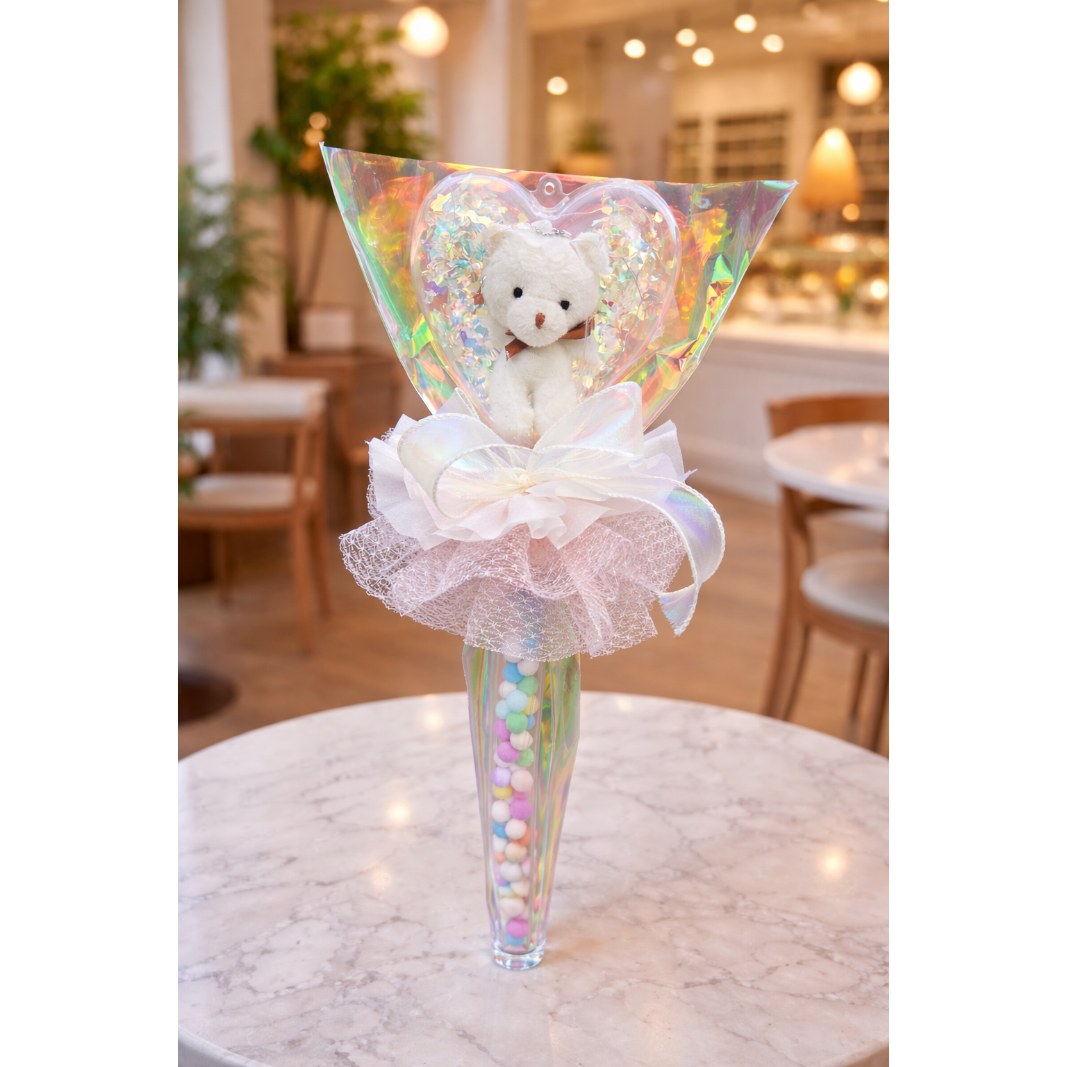 [블리노]오로라 하트봉 인형 꽃다발, 브라운 20,900원