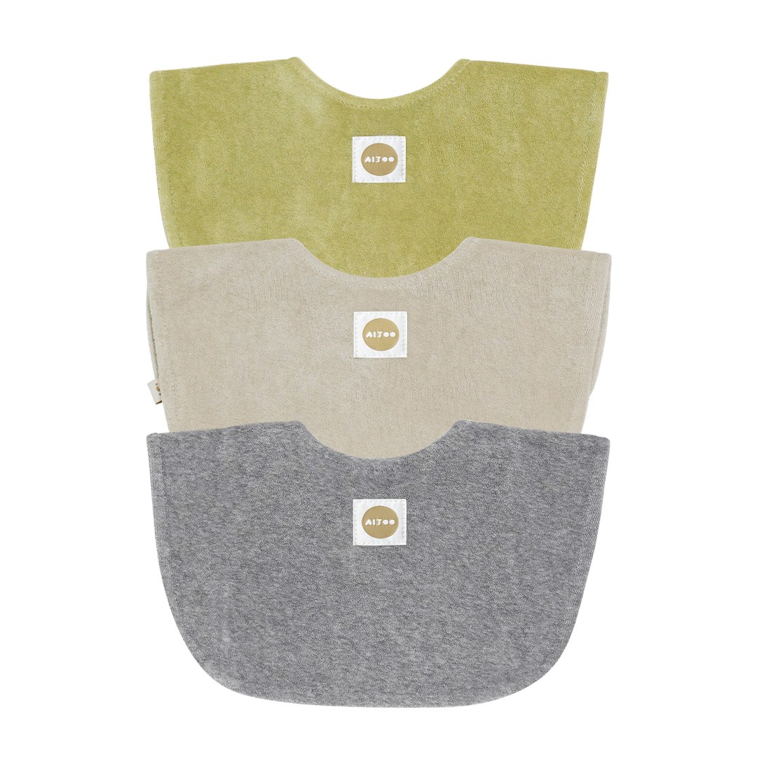 아이주 순면 테리빕 이유식 턱받이 브레드빕 3종 세트, 1개, 3개입, B 아보카도그린+샌드베이지+멜란그레이 43,900원