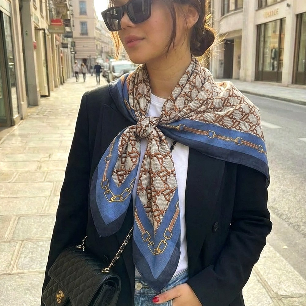 유리까 부드러운 데일리 스카프 90*90 벨트무늬 3색상 16,900원