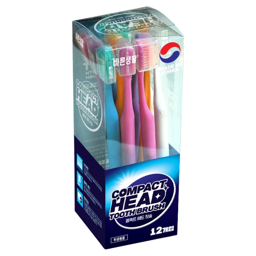 바른생활에이치앤비 콤팩트헤드 초극세모칫솔 12p + 칫솔캡 12p 세트 6,840원