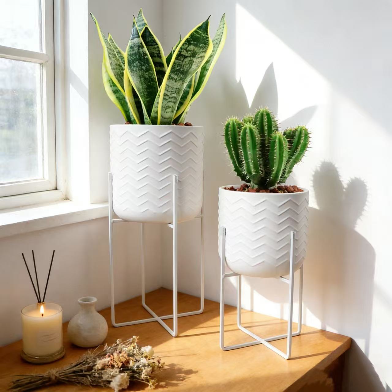 실내 화분 스탠드 거치대 북유럽 인테리어 화분받침 거실 베란다 식물 진열대, 2개, 흰색 46,580원