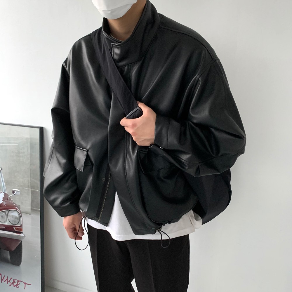 [당일출고][자체제작] 오버핏 레더 점퍼 라이더자켓 가죽자켓 싱글 겨울 가을 루즈핏 55,000원