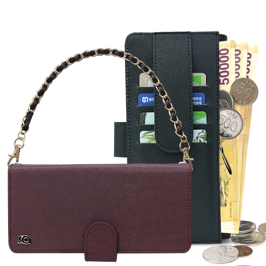 프라펠 내부지퍼형 카드 지폐 수납 지갑형 휴대폰 케이스 + 손목 체인 스트랩 21,800원