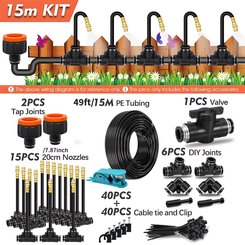 30 5M DIY 벤딩 범용 분무기 키트 8MM 호스 파티오 미스트 냉각 시스템 정원 식물 안개 급수 관개 27,500원
