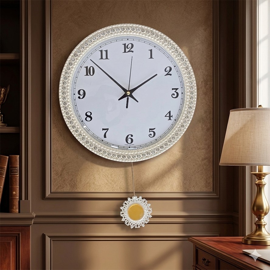 데일리데코 크리스탈 보석반짝 무소음 추벽시계, 화이트 51,900원