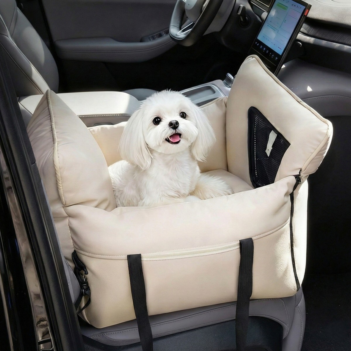 멍담 강아지 푹신 범퍼 카시트 매쉬 창문 쿠션, 1개, 아이보리 28,900원