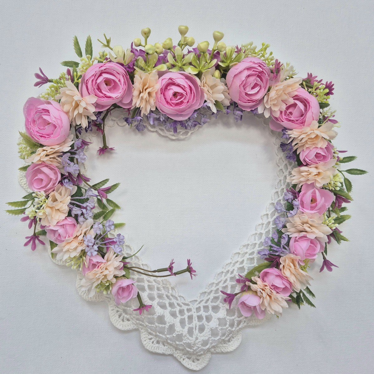 성묘 납골당 봉안당 추모원 꾸미기 핸드메이드 실크플라워 리스9종 미니꽃다발10종 미니화병3종, 1개, 하트 리스 핑크 25,000원