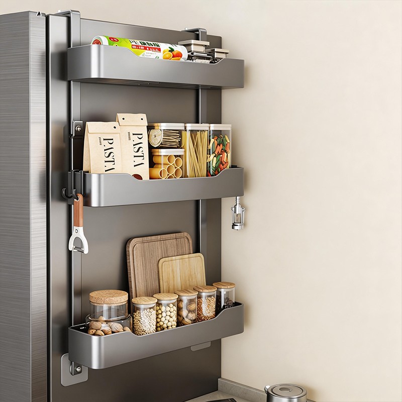 LY 무타공 냉장고 사이드 벽걸이형 선반 수납거치대, 1개, 회색 27,660원