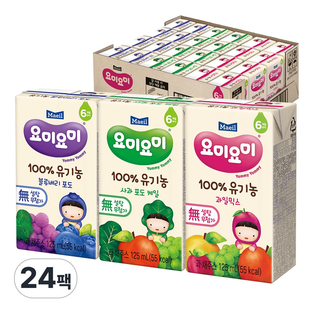 리뉴얼 매일유업 요미요미 유기농주스 3종 혼합세트 18,900원