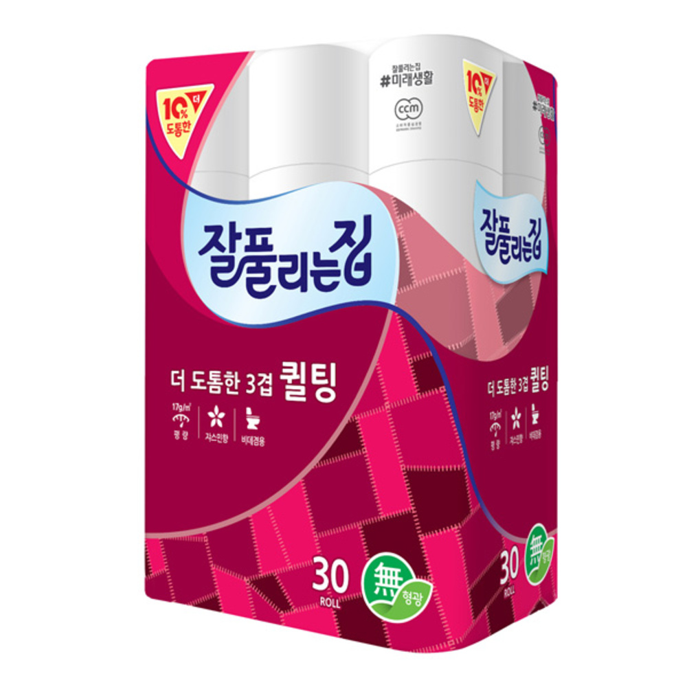 잘풀리는집 더 도톰한 3겹 퀼팅 롤화장지, 30m, 30개입, 1개 16,790원