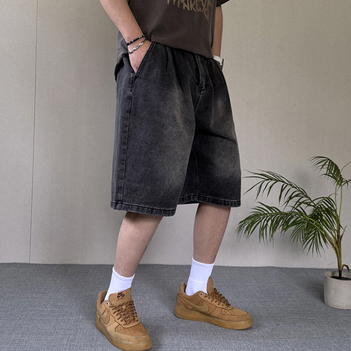 머시따 남성용 투핀턱 와이드 버뮤다 워싱 데님 반바지 24,520원