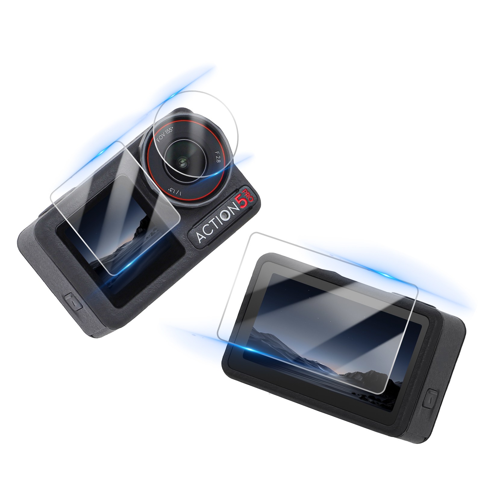 써니라이프 Dji 오즈모액션5프로 액정보호 강화유리필름 자동접착 하드필름 액션 카메라 액세사리, 현재가 5,300원