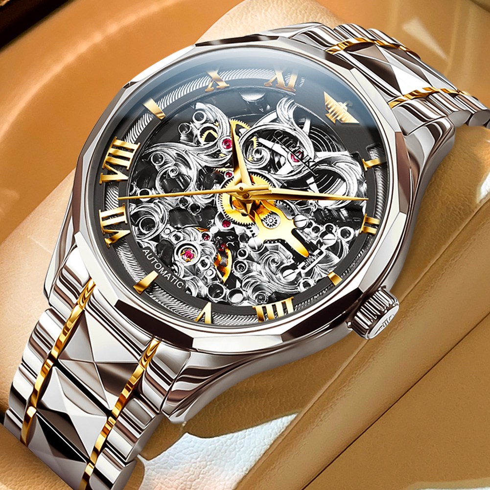 OUPINKE 남성 시계 정품 자동 기계식 오토매틱 럭셔리 명품 야광 워터프루프 메탈 투조 남자손목시계 376,000원