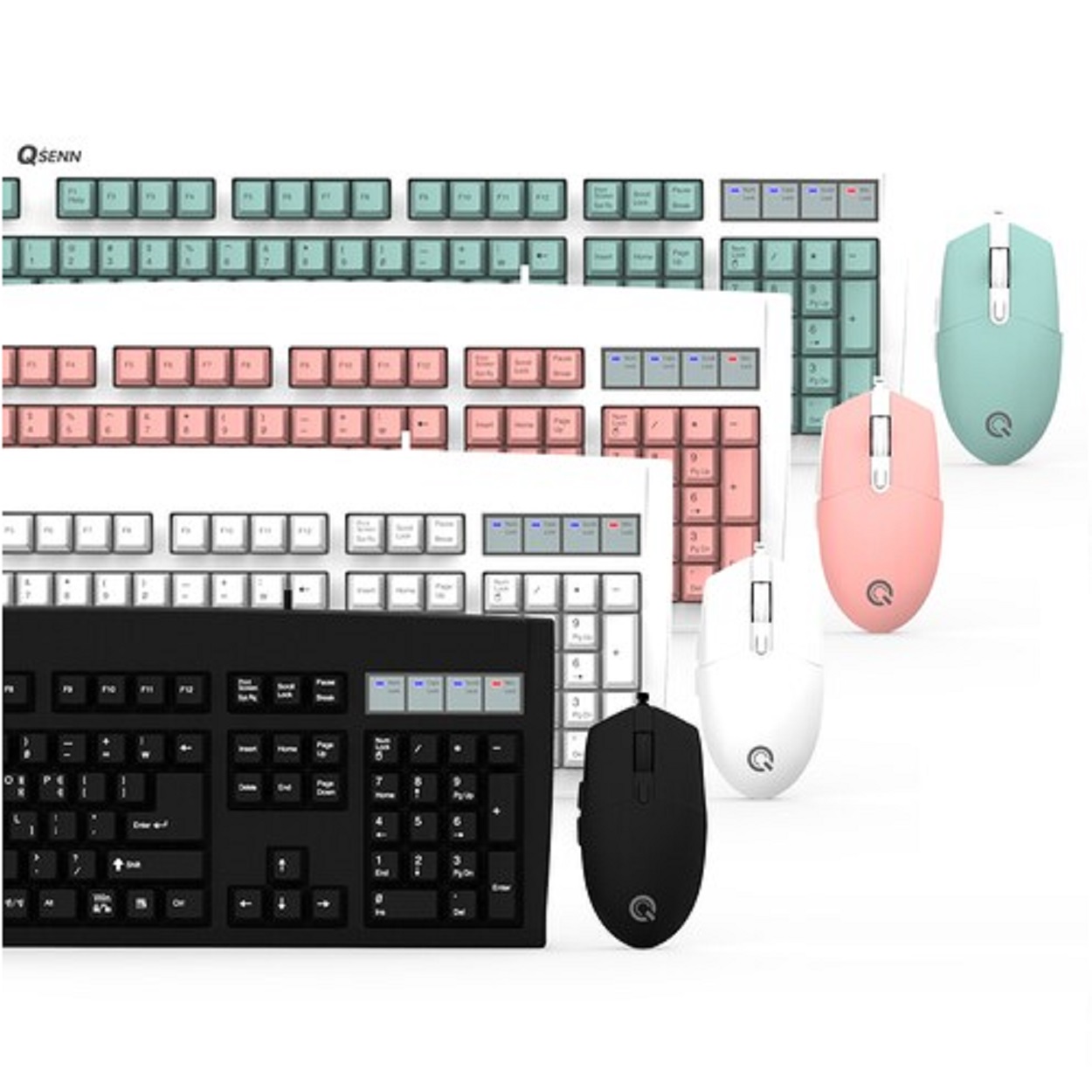 큐센 KM3500 PLUS USB 키보드 마우스 세트 키스킨포함 블랙,화이트,핑크,민트 16,800원