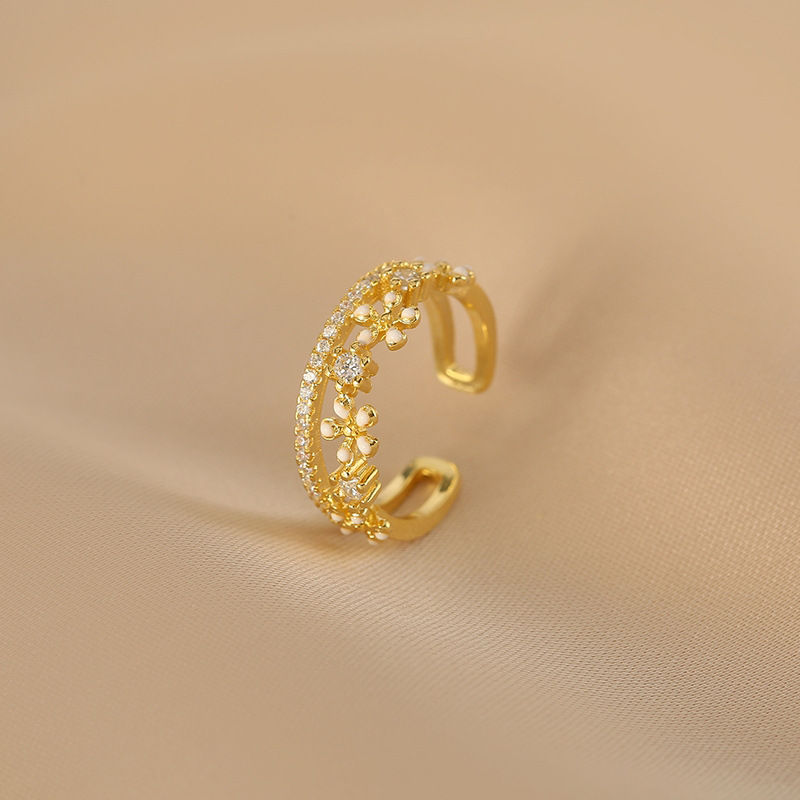 NXNA 트리플도금 14K 모잠비크 3A+플라워 더블링 여 미니 선물반지 XYL-JZ001 52,300원