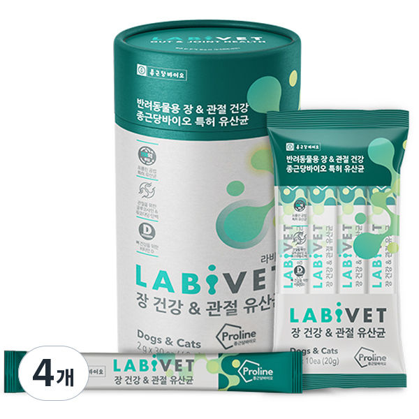 종근당라비벳 반려동물 영양제, 30회분, 관절+장건강, 4개 67,250원