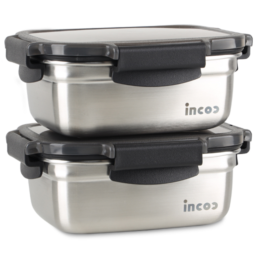 인콕 스텐콕 블랙 스텐밀폐용기 직사각 2호, 2개, 600ml 15,300원