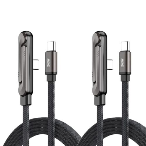 [1+1] 신제품 2세대 납작 360도 회전 C타입 240W 초고속충전 케이블, 2개, 블랙, 1.5m 18,900원