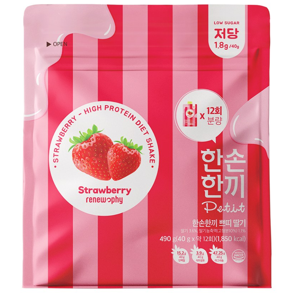 한손한끼 단백질 쉐이크 대용량 딸기맛, 1개, 490g 32,900원