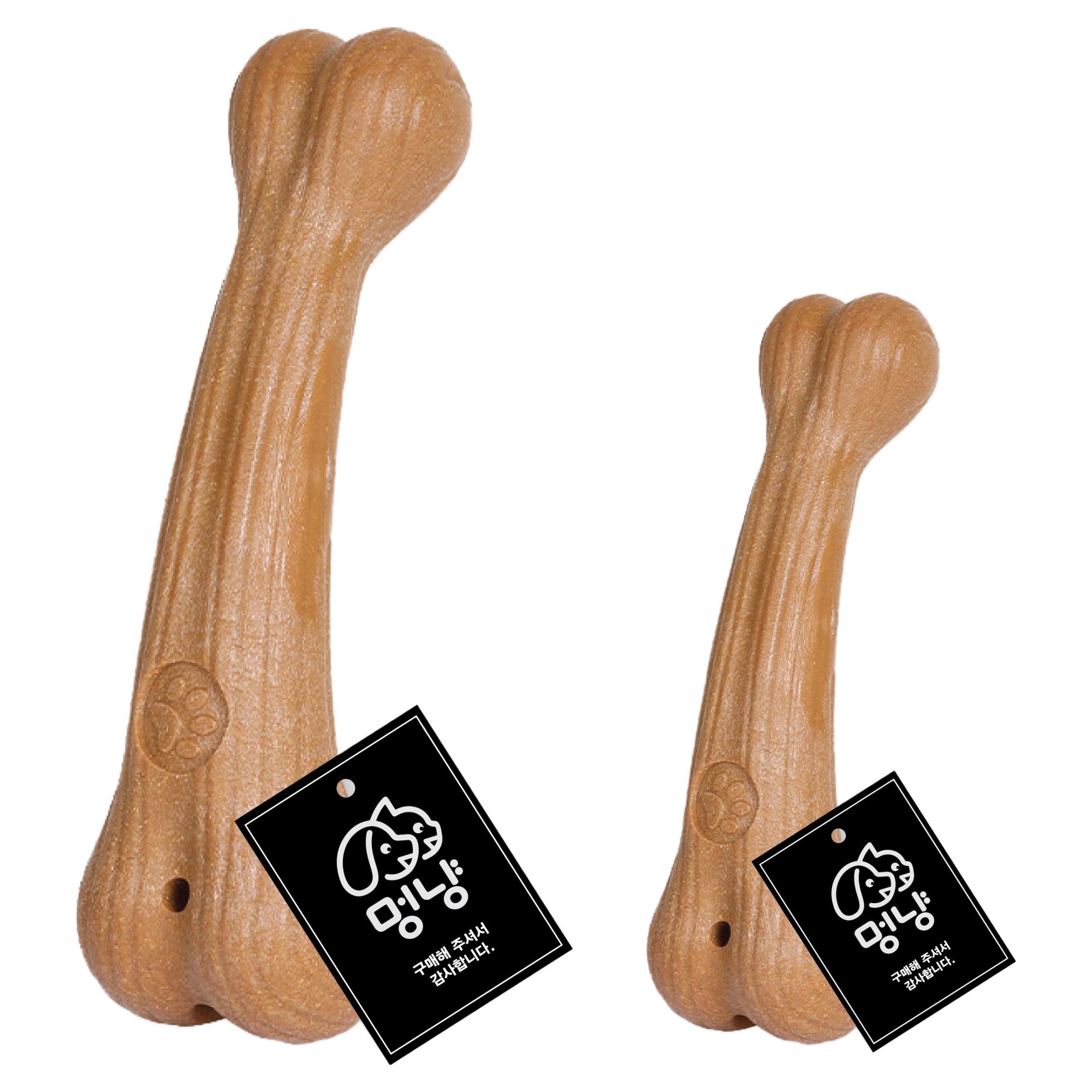 멍냥 반려동물 프리미엄 우드스틱 장난감 뼈다귀 모양 2종 세트, 나무색, 1세트 8,650원