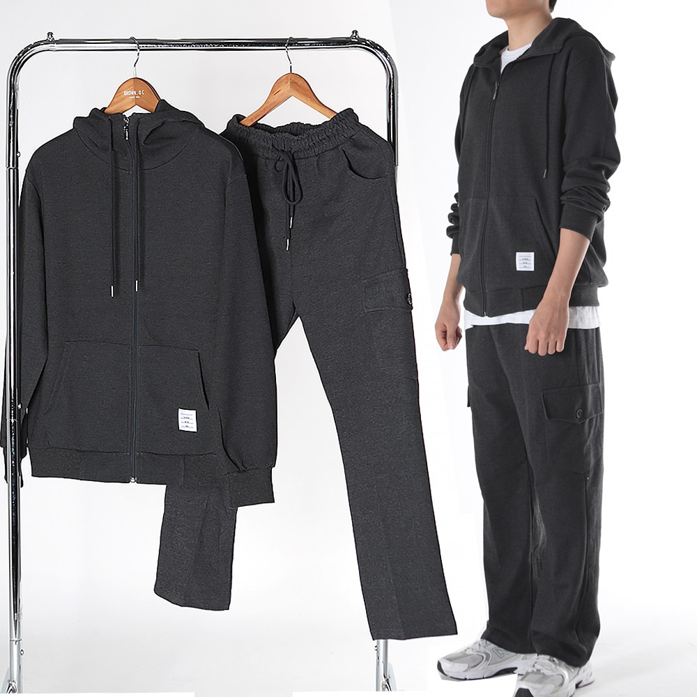 런닝맨 하이넥 후드집업 카고일자 트레이닝복 상하의세트 셋업 사계절용 빅사이즈 M~3XL 69,800원