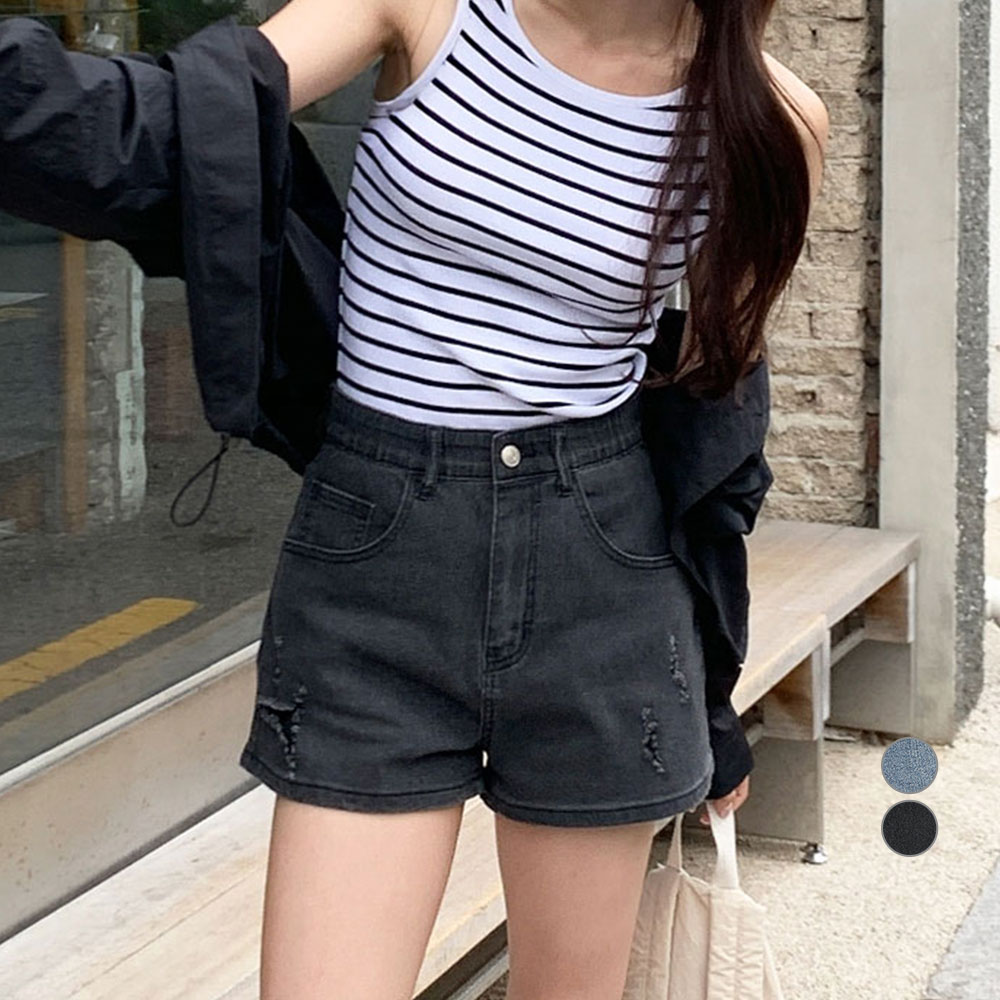 아피나르 여성용 데미지드 풀스트레치 데님 쇼츠 15,900원