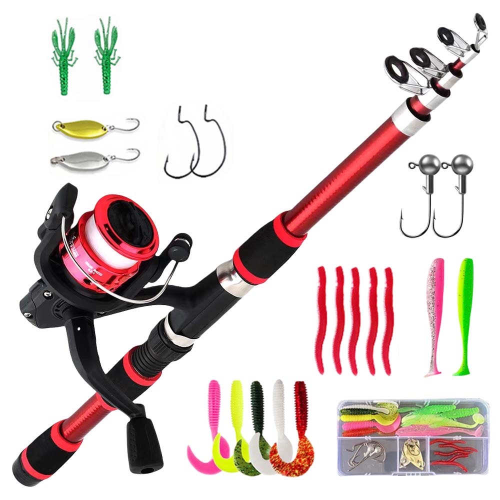 브라브맥 캠핑 바다낚시 계곡낚시 다용도 낚시대 세트 입문용 초보용 1.8m, 빨간색 20,770원