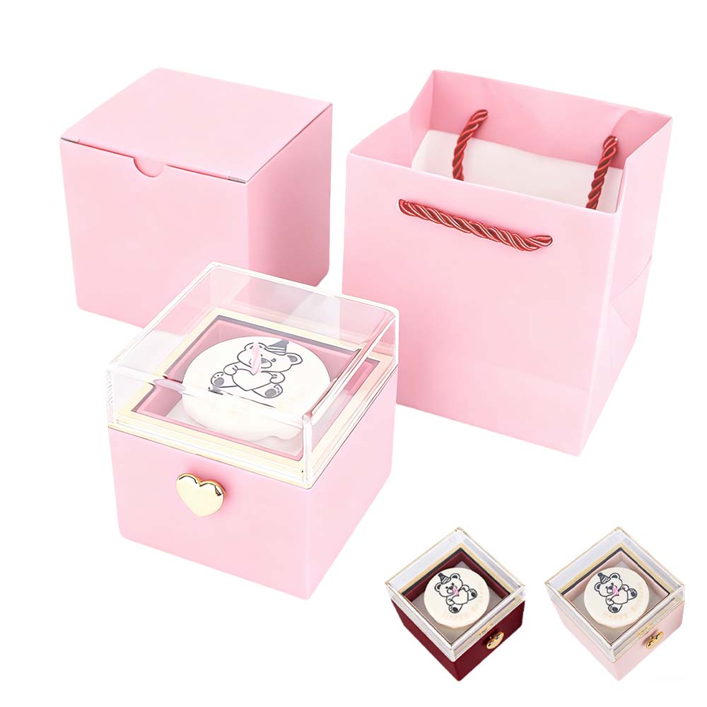 루베이 2in1 곰돌이 케이크 선물 박스 + 수납함 회전 서프라이즈 반지/목걸이/선물/주얼리 13,900원