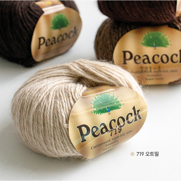 [삼성모사] 피코크50g 캐시미어울 78% 슈퍼 키드모헤어 14% 세미 8% 가볍고 부드러운 풍성한 뜨개실 10,000원