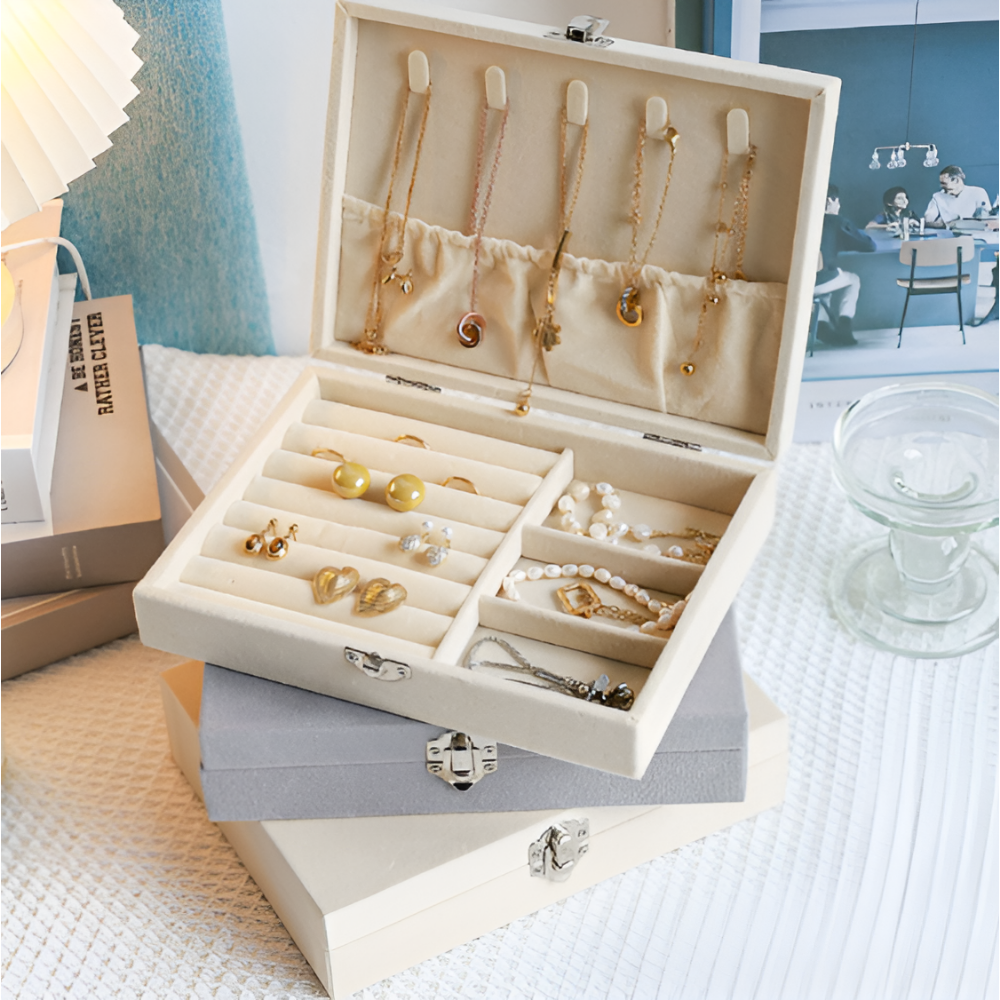 몽벨르 프리미엄 벨벳 고급 보석함, 1개, 화이트 12,680원