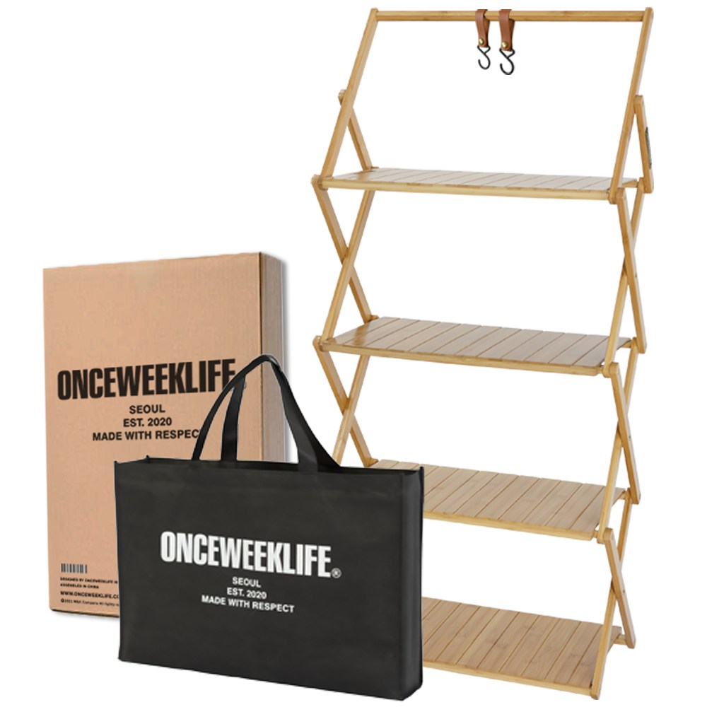원스위크라이프 행어 접이식 우드 캠핑 선반 + 가방세트, 네추럴, 4단, 1세트 38,090원